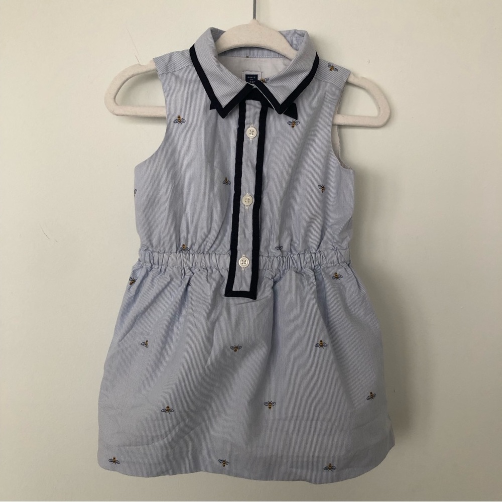 Janie and Jack Blue and White Striped Bee Shirt Dress Size 12-18 Months